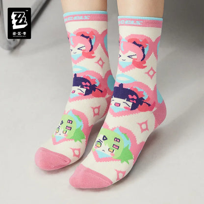 Zenless Zone Zero Angels of Delusion Themed Embroidered Socks Set (3 Pairs)