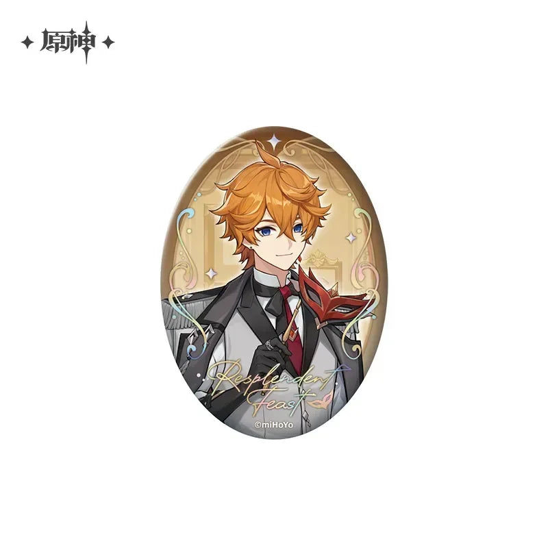 Genshin Imapct Resplendent Feast Series Tartaglia Merch Embossed Reflective Badge ACG Go Anime www.acg-go.com Apparel, Badge, Office Supply, Ornament, Stand, Tartaglia