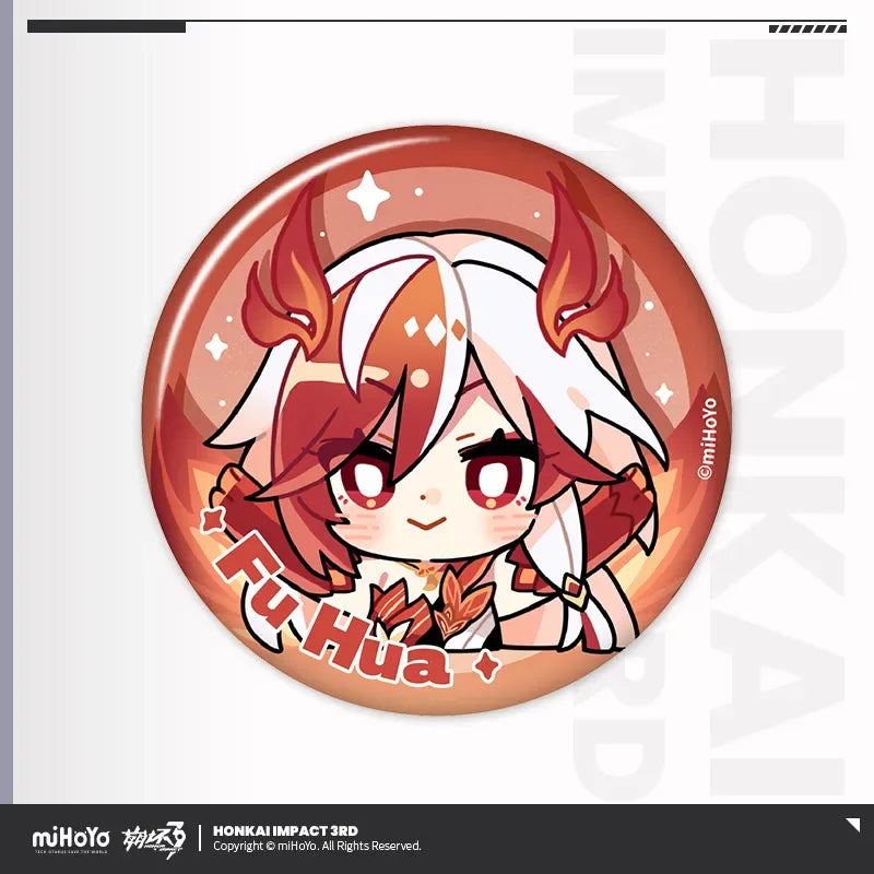 HONKAI MEME Series Tinplate Badge Honkai Impact 3rd Fu Hua ACG Go Anime www.acg-go.com Bronya, Coralie, Dream Seeker, Elysia, Fu Hua, Griseo, Helia, Herrscher of Sentience, Honkai Impact 3rd, Kiana, Raiden Mei, Seele, Senadina, Songque, Thelema, Theresa, Vita