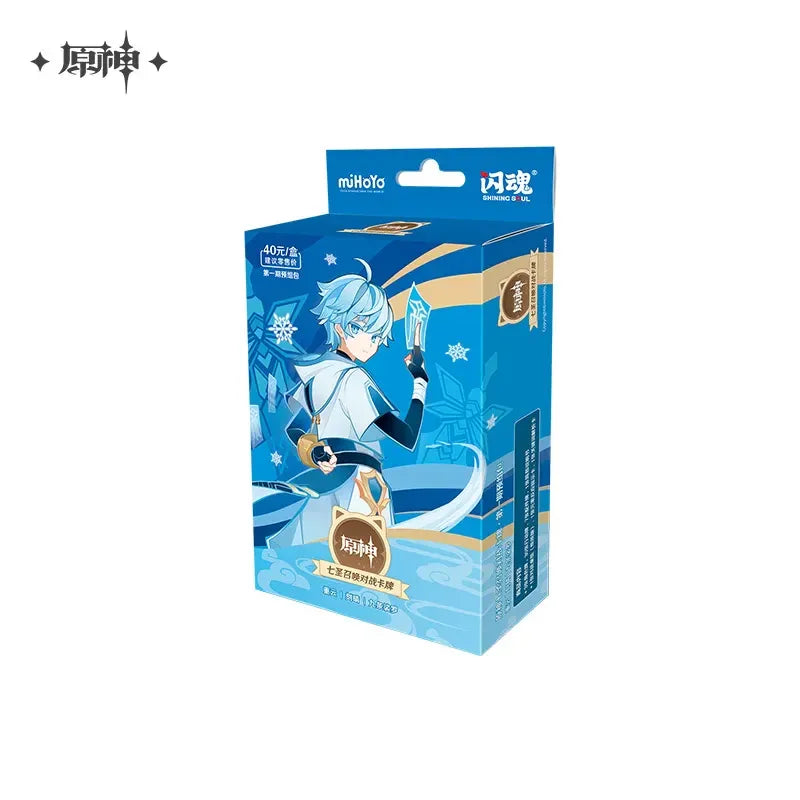 Genius Invokation TCG Series Pre Assembled Pack Vol. 1 Genshin Impact Chongyun/Keqing/Kujou Sara ACG Go Anime www.acg-go.com Barbara, Card Package, Chongyun, Collei, Diluc, Ganyu, Jean, Kamisato Ayaka, Keqing, Kujou Sara, Lisa, Mona, Ningguang, Noelle, Sucrose, Xiangling