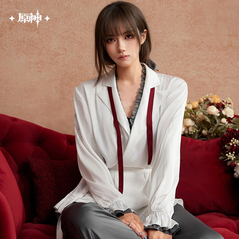 Genshin Impact Arlecchino Nighttime Tea Talk Series Pajama Set With Hair Tie