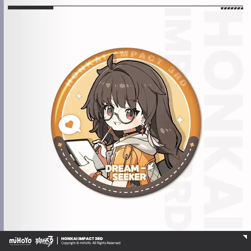 Honkai Impact 3rd Little Tea Party Series Vol.2 Tinplate Badge Dream Seeker ACG Go Anime www.acg-go.com Badge, Coralie, Dream Seeker, Helia, Honkai Impact 3rd, Senadina, Songque