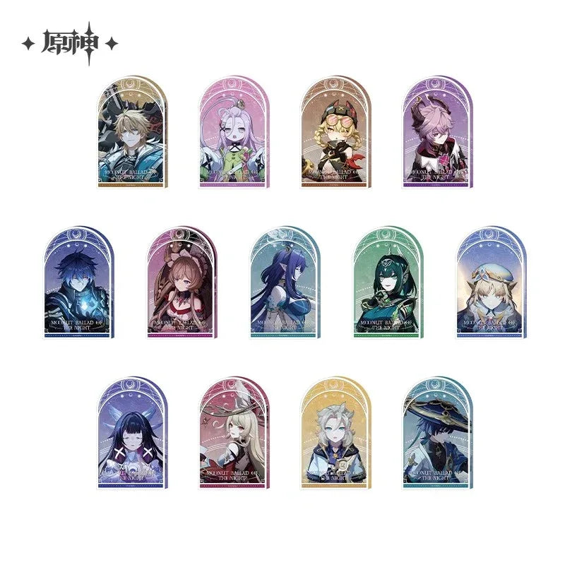 Genshin Impact Moonlit Ballad of the Night Series Thick Acrylic Ornaments Colombina ACG Go Anime www.acg-go.com Aino, Albedo, Alice, Art Decor, Colombina, Durin, Flins, Genshin Impact, Jahoda, Lauma, Nefer, Nicole Reeyn, Sandrone, Varka, Wanderer