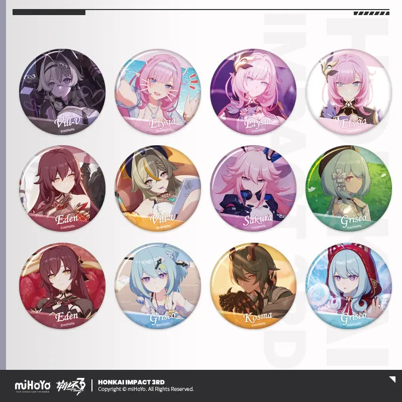 CG Series Badge Mystery Box Vol.4 Honkai Impact 3rd All Set (12 pc) ACG Go Anime www.acg-go.com Badge, Eden, Elysia, Griseo, Kosma, Mystery Box, Vill-V, Yae Sakura