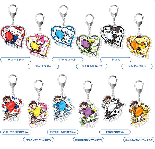 Peko x Sanrio Characters Acrylic Keychain Mystery Box
