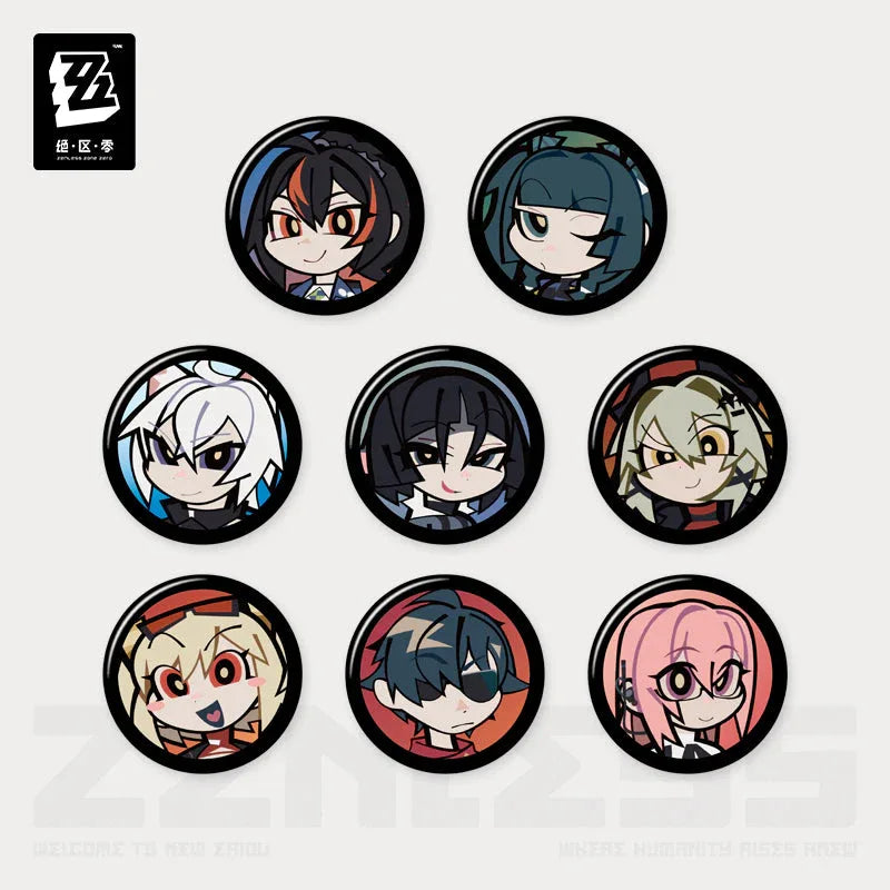 Affinity Excellent Series Agent Avatar Mini Badge Mystery Box Vol.3 Zenless Zone Zero All Set (8 pcs) ACG Go Anime www.acg-go.com Badge, Burnice White, Caesar King, Jane Doe, Lighter, Mystery Box, Qingyi, Seth Lowell, Tsukishiro Yanagi, Zenless Zone Zero, Zhu Yuan