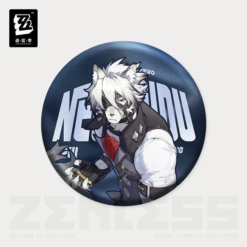 Artwork Series Victoria Housekeeping Co. Tinplate Badge Zenless Zone Zero Von Lycaon ACG Go Anime www.acg-go.com Alexandrina Sebastiane (Rina), Badge, Corin Wickes, Ellen Joe, Von Lycaon