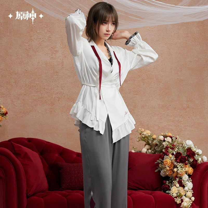 Genshin Impact Arlecchino Nighttime Tea Talk Series Pajama Set With Hair Tie