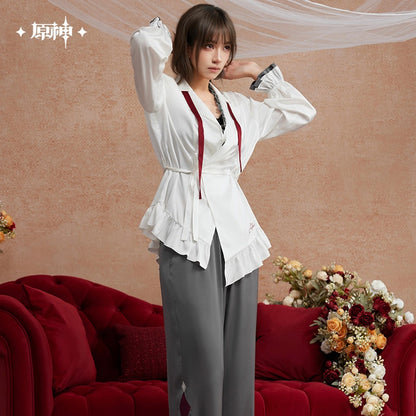 Genshin Impact Arlecchino Nighttime Tea Talk Series Pajama Set With Hair Tie