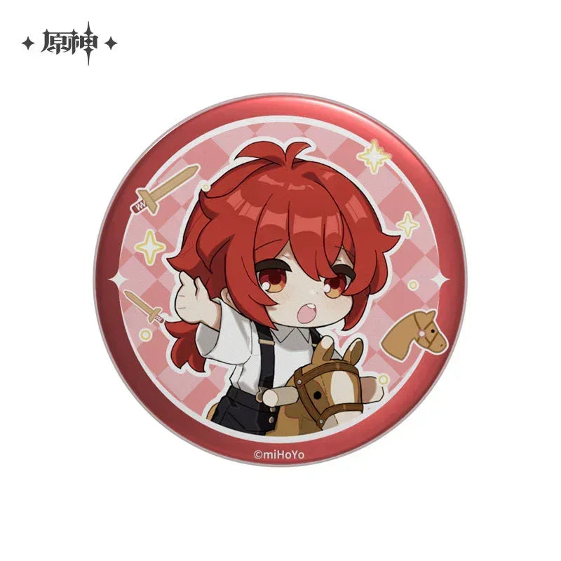 Genshin Impact Childhood’s Treasure Series Merch Badge / Diluc ACG Go Anime www.acg-go.com Badge, Diluc, Ganyu, Kaeya, Ningguang, Noelle, Pillow, Stand, Tartaglia, Theme Artwork