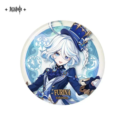 Genshin Impact Court of Fontaine Theme Series Character Badge Furina ACG Go Anime www.acg-go.com Badge, Charlotte, Chevreuse, Clorinde, Court of Fontaine, Emilie, Escoffier, Freminet, Furina, Lynette, Lyney, Navia, Neuvillette, Sigewinne, Wriothesley
