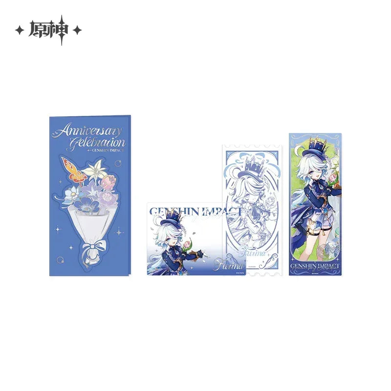 Genshin Impact Anniversary Celebration Series Commemorative Ticket Set Furina ACG Go Anime www.acg-go.com Art Decor, Colombina, Furina, Genshin Impact, Mavuika, Nahida, Raiden Shogun, Venti, Zhongli