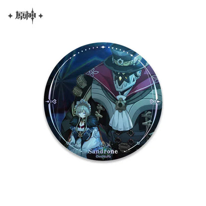 Genshin Impact A Winter Night's Lazzo Series Merch Badge - Sandrone ACG Go Anime www.acg-go.com Arlecchino, Art Decor, Badge, Columbina, Il Capitano, Il Dottore, Pantalone, Pierro, Pulcinella, Sandrone, Tartaglia