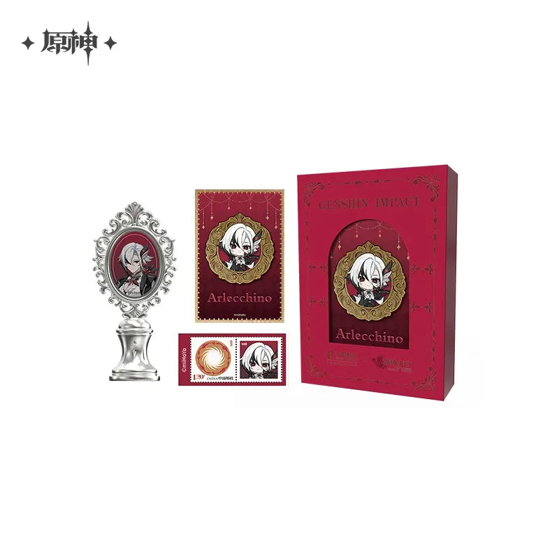 Genshin Impact FES 2026 Series Wax-stamped Gift Box Arlecchino ACG Go Anime www.acg-go.com Arlecchino, Columbina, Flins, Genshin Impact, Gift Box, Postcard, Seal, Skirk, Tartaglia, Wanderer