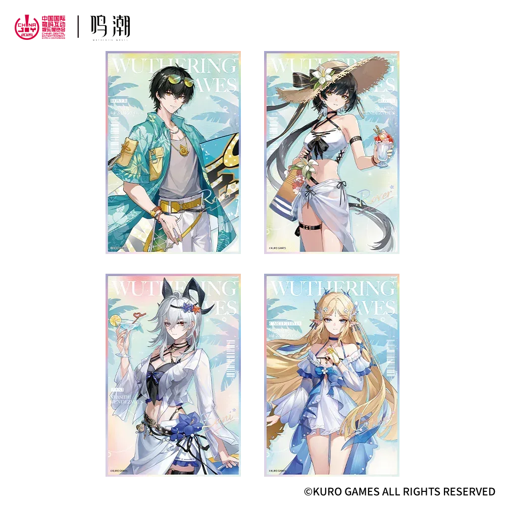 Wuthering Waves Seaside Rendezvous Series Merch Shikishi / Female Rover ACG Go Anime www.acg-go.com Art Decor, Badge, Cartethyia, Rover, Shikishi, Stand, Wuthering Waves, Zani