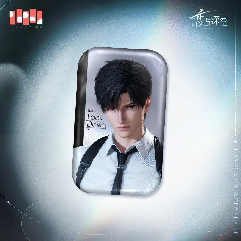 Heart In Shadow Series Square Tinplate Badge Love and Deepspace Zayne ACG Go Anime www.acg-go.com Badge, Love and Deepspace, Rafayel, Sylus, Xavier, Zayne