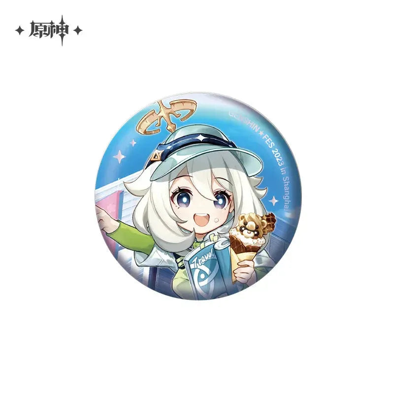 FES 2023 Series Event Souvenirs Genshin Impact Badge: Paimon ACG Go Anime www.acg-go.com Aether, Badge, Lumine, Paimon, Pendant & Keychain, Stand