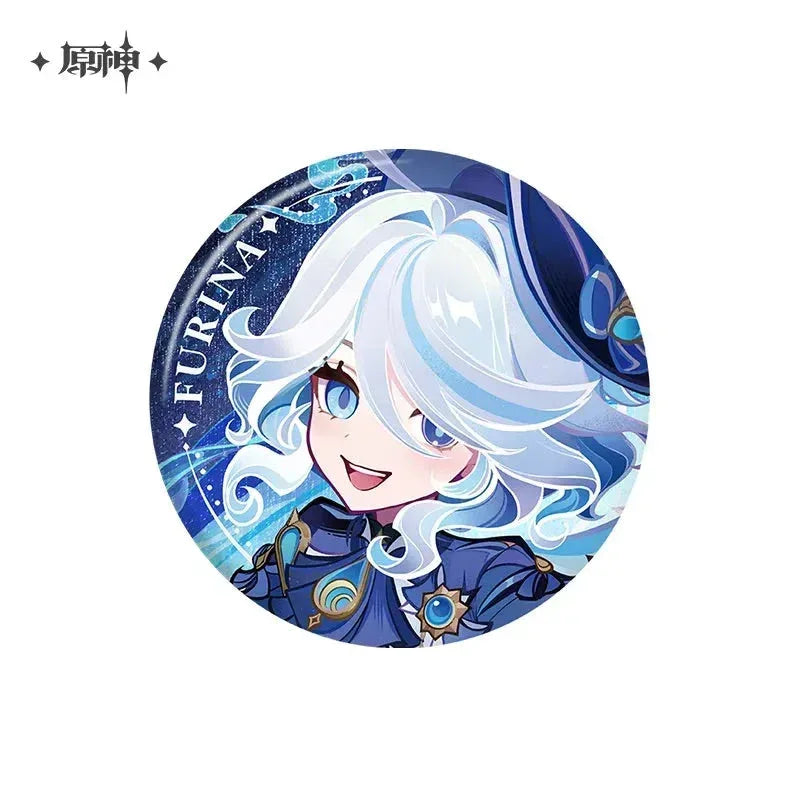 Genshin Impact Floating World Under the Moonlight Series Badge Furina ACG Go Anime www.acg-go.com Arlecchino, Badge, Chiori, Clorinde, Collei, Cyno, Emilie, Freminet, Furina, Genshin Impact, Kachina, Kaveh, Kinich, Klee, Lynette, Lyney, Mualani, Nahida, Navia, Neuvillette, Tighnari, Wanderer, Wriothesley, Xianyun