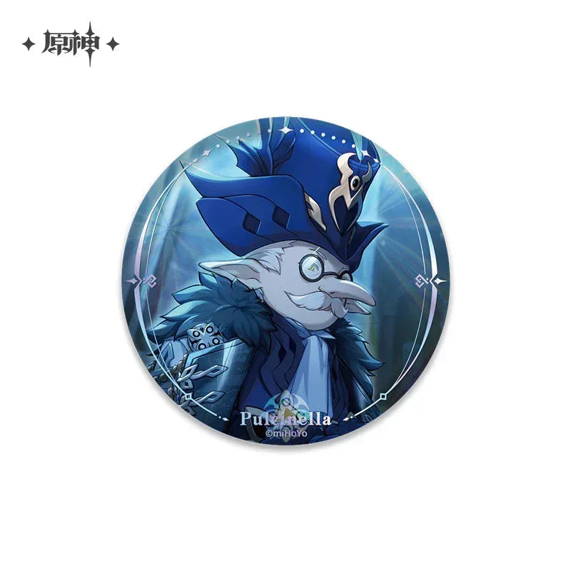 Genshin Impact A Winter Night's Lazzo Series Merch Badge - Tartaglia ACG Go Anime www.acg-go.com Arlecchino, Art Decor, Badge, Columbina, Il Capitano, Il Dottore, Pantalone, Pierro, Pulcinella, Sandrone, Tartaglia