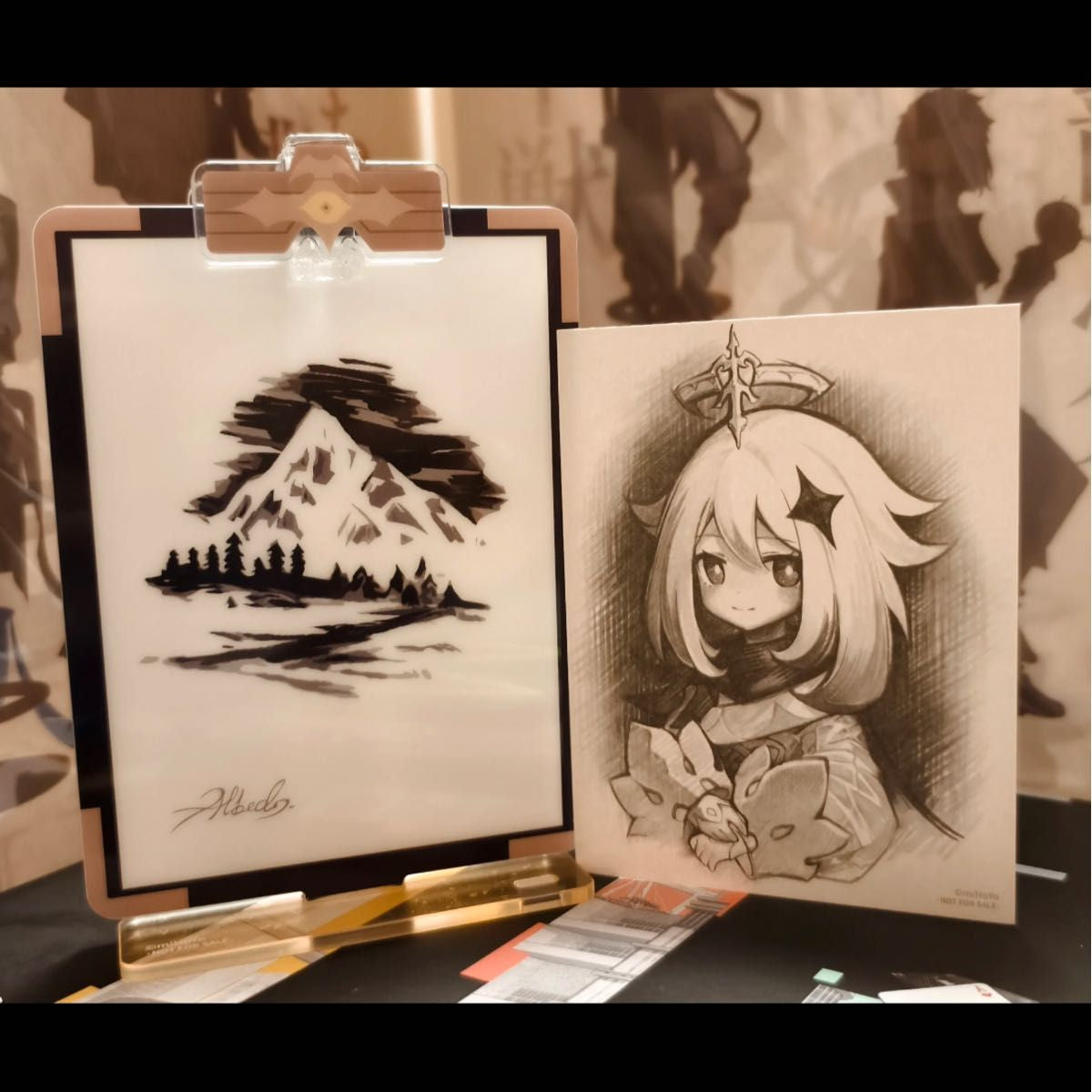 genshin impact albedo theme impression series paimon drawing acrylic standee not for sale ACG GO