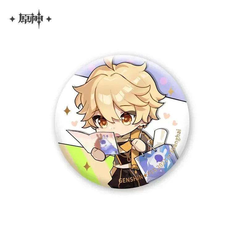 Genshin Impact Chibi 1st Anniversary Series Merch Badge / Aether ACG Go Anime www.acg-go.com Aether, Badge, Lumine, Paimon, Pendant & Keychain, Stand, Theme Artwork