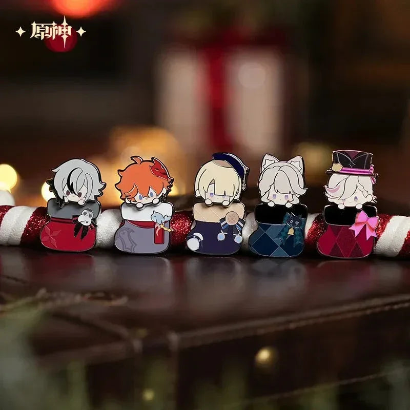 Genshin Impact House of the Hearth Winter Series Metal Badge Lyney ACG Go Anime www.acg-go.com Arlecchino, Badge, Freminet, Lynette, Lyney, Tartaglia