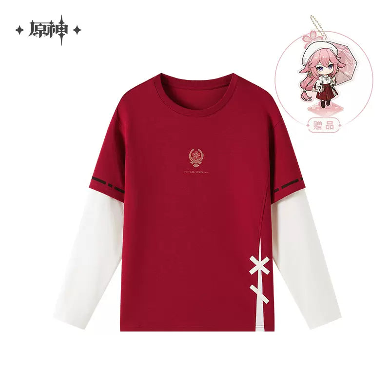 genshin impact yae miko impression series patchwork long sleeved t shirt ACG GO