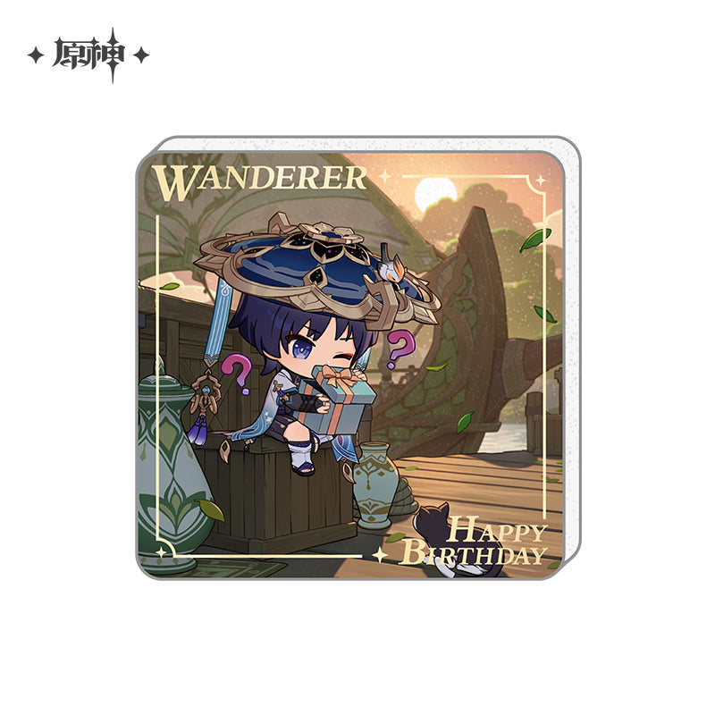 Happy Birthday Series Acrylic Refrigerator Magnet Genshin Impact Wanderer ACG Go Anime