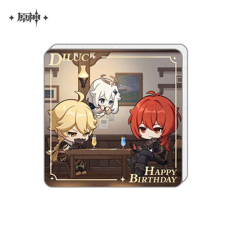 Happy Birthday Series Acrylic Refrigerator Magnet Genshin Impact Diluc ACG Go Anime