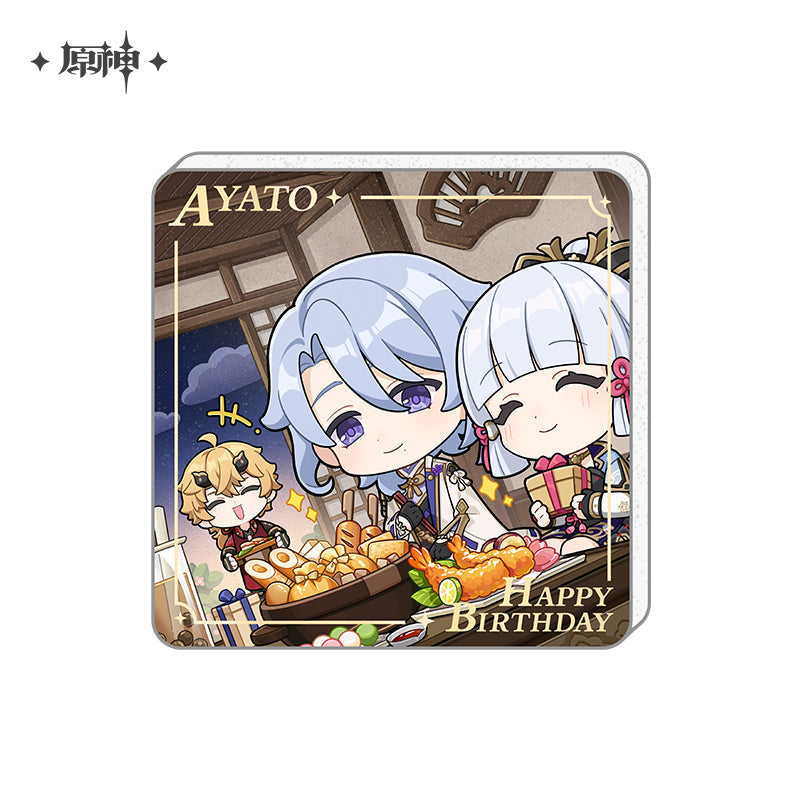 Happy Birthday Series Acrylic Refrigerator Magnet Genshin Impact Kamisato Ayato ACG Go Anime