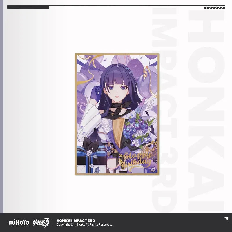 Birthday Greeting Series PET Shikishi Cardboard Honkai Impact 3rd Raiden Mei ACG Go Anime www.acg-go.com Aponia, Bronya, Carol, Eden, Elysia, Fu Hua, Honkai Impact 3rd, Li Sushang, Mobius, Murata Himeko, Natasha, Pardofelis, Raiden Mei, Rita, Seele, Shigure Kira, Shikishi, Theresa, Vill-V, Yae Sakura