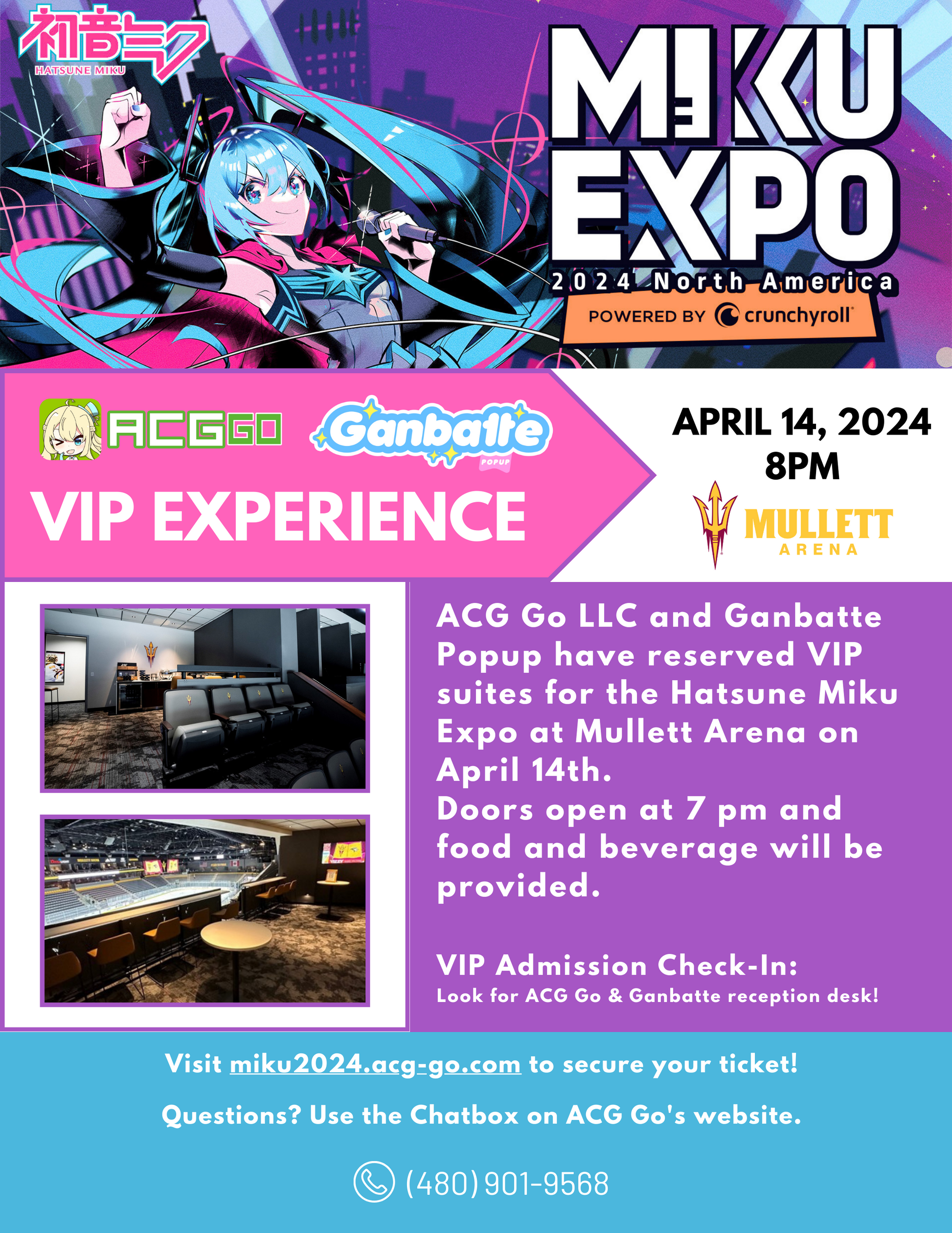 Expo VIP Suite Ticket Package | Tempe, AZ April 14 Hatsune Miku Ganbatte Popup