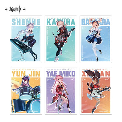 Concert 2022 Series Postcard Genshin Impact Postcard ACG Go Anime www.acg-go.com Barbara, Kaedehara Kazuha, Office Supply, Postcard, Shenhe, Theme Artwork, Xinyan, Yae Miko, Yunjin