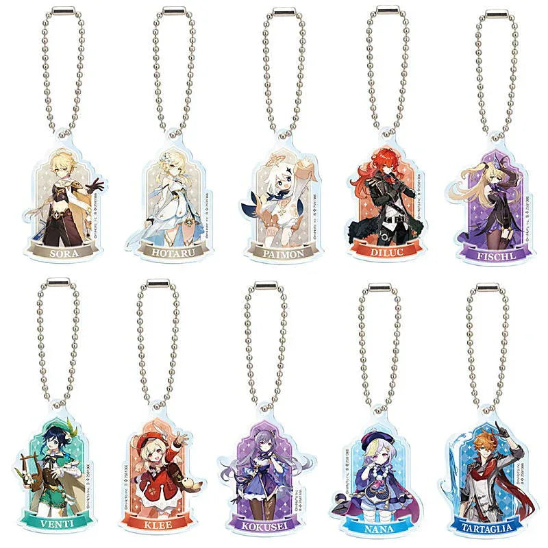 Acrylic charm All 10 types set Capsule toy Gashapon Genshin Impact Random one ACG Go Anime www.acg-go.com Aether, Diluc, Gashapon, Keqing, Klee, Lumine, Paimon, Qiqi, Tartaglia, Venti