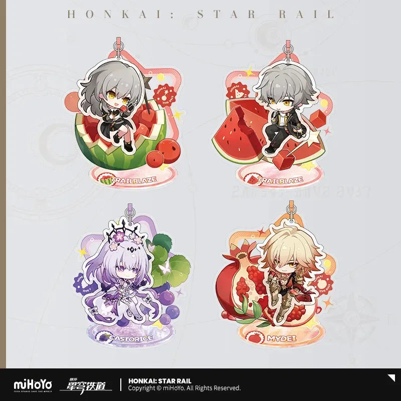 Honkai: Star Rail Fruity Summer Series Chibi Acrylic Keychain & Ornament Trailblazer Caelus (Male) ACG Go Anime www.acg-go.com Caelus, Castorice, Honkai: Star Rail, Keycahin, Mydei, Ornament, Stelle, Trailblazer