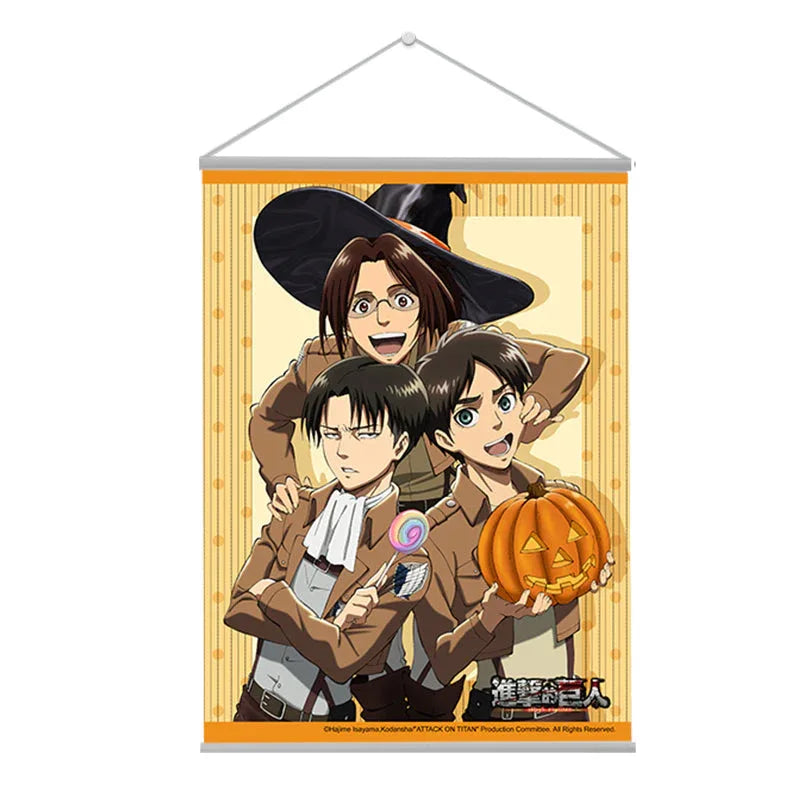 Hanging Scroll Attack on Titan A ACG Go Anime www.acg-go.com Art Decor, Eren Yeager, Levi Ackerman