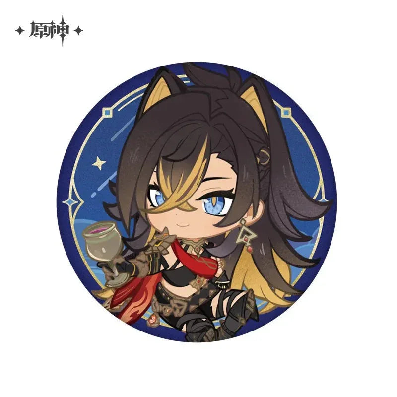 Letter from the Stars Series Badge Genshin Impact Dehya ACG Go Anime www.acg-go.com Alhaitham, Badge, Baizhu, Charlotte, Dehya, Faruzan, Freminet, Furina, Kaveh, Kirara, Lynette, Lyney, Mika, Neuvillette, Wanderer, Wriothesley, Yaoyao