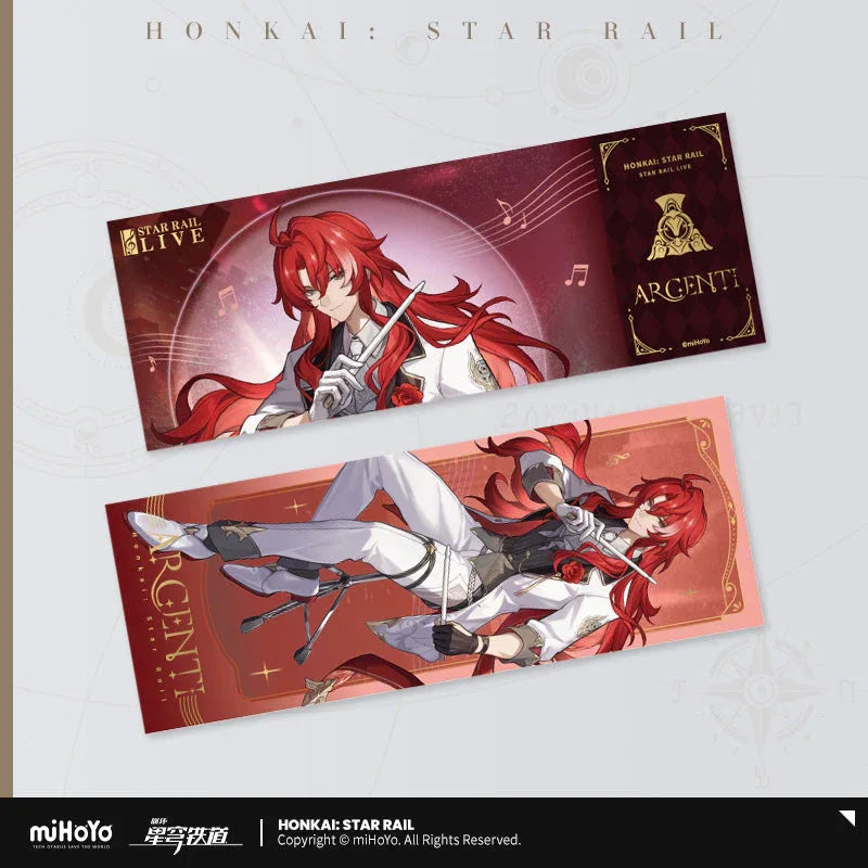 LIVE Series Laser Collectible Tickets Honkai: Star Rail Argenti ACG Go Anime www.acg-go.com Acheron, Argenti, Art Decor, Aventurine, Castorice, Dr. Ratio, Jing Yuan, Jingliu, Kafka, Robin, Sunday, The Herta, Yanqing