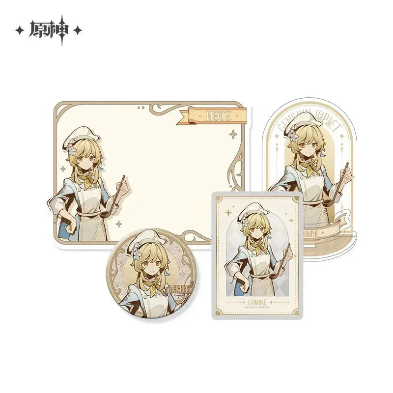 Genshin Impact Marechaussee Hunter Series Merch Set - Lumine A ACG Go Anime www.acg-go.com Aether, Art Decor, Badge, Card, Clorinde, Furina, Lumine, Lyney, Navia, Paimon, Stand