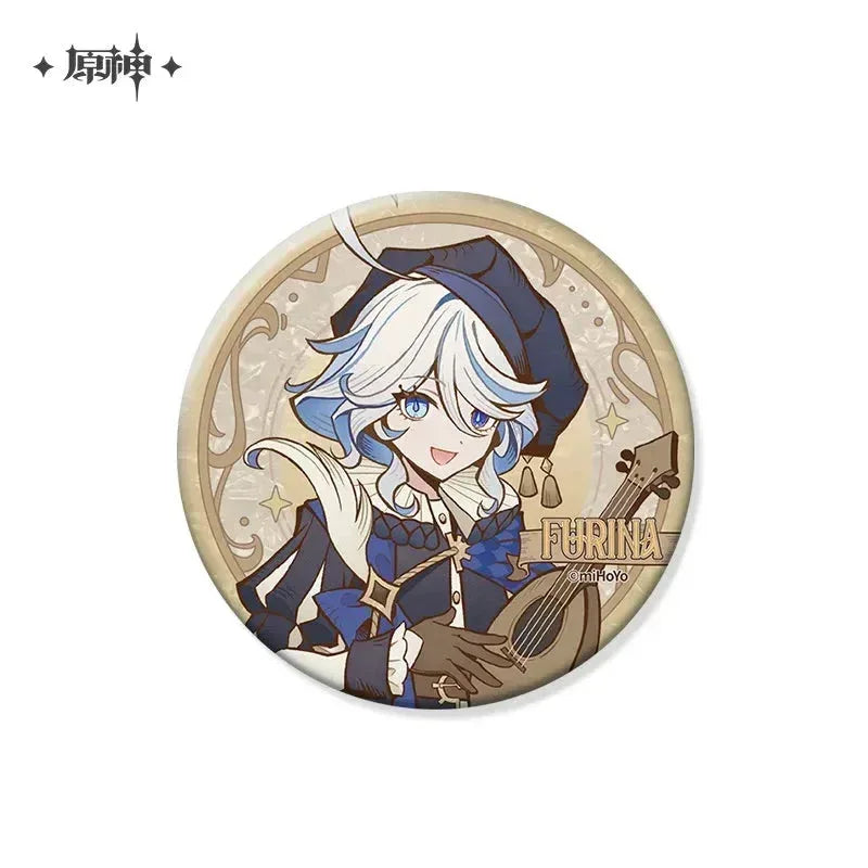 Genshin Impact Marechaussee Hunter Series Merch Character Badge - Furina ACG Go Anime www.acg-go.com Aether, Art Decor, Badge, Card, Clorinde, Furina, Lumine, Lyney, Navia, Paimon, Stand