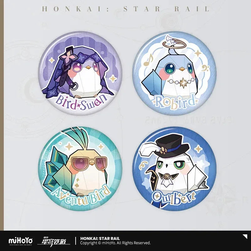 Honkai: Star Rail Owlbert's Reception Room Series Mini Tinplate Badge Set Owlbert Set ACG Go Anime www.acg-go.com Aventubird, Badge, Bird Swan, Numby, Owlbert, Robird