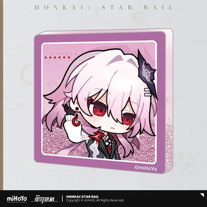 Honkai: Star Rail Pom-Pom Exhibition Series Acrylic Glitter Quicksand Refrigerator Magnets Evernight ACG Go Anime www.acg-go.com Acheron, Aglaea, Anaxa, Argenti, Art Decor, Aventurine, Blade, Boothill, Cerydra, Cipher, Dan Heng • Imbibitor Lunae, Dr. Ratio, Feixiao, Firefly, Fugue, Hyacine, Hysilens, Jiaoqiu, Jing Yuan, Jingliu, Kafka, Moze, Mydei, Phainon, Pom-Pom, Robin, Sparkle, Sunday, Tribbie