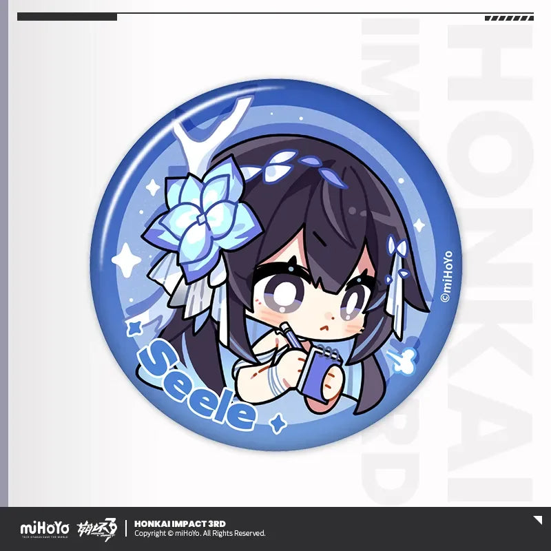 HONKAI MEME Series Tinplate Badge Honkai Impact 3rd Seele ACG Go Anime www.acg-go.com Bronya, Coralie, Dream Seeker, Elysia, Fu Hua, Griseo, Helia, Herrscher of Sentience, Honkai Impact 3rd, Kiana, Raiden Mei, Seele, Senadina, Songque, Thelema, Theresa, Vita