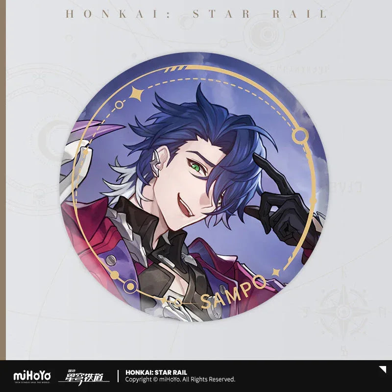 Honkai: Star Rail The Nihility Character Warp Artwork Tinplate Badge Sampo ACG Go Anime www.acg-go.com Acheron, Badge, Black Swan, Cipher, Guinaifen, Hysilens, Jiaoqiu, Kafka, Luka, Pela, Sampo, Silver Wolf, Welt