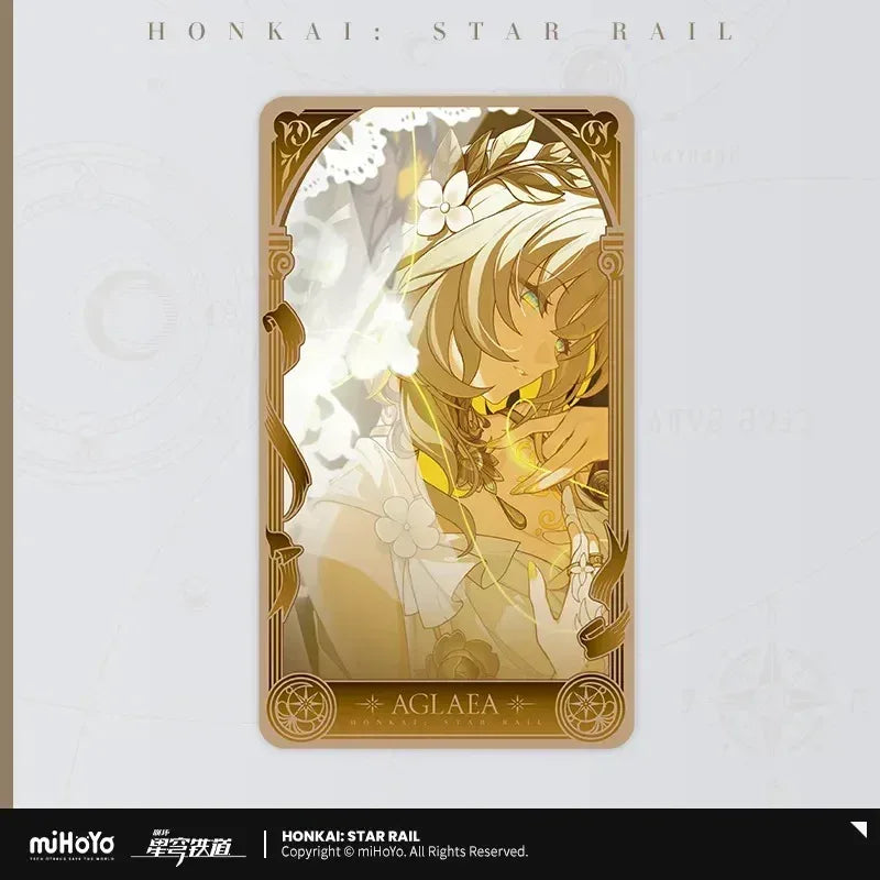 Honkai: Star Rail Amphoreus' Saga of Heroes Series Laser Cardboard Aglaea ACG Go Anime www.acg-go.com Aglaea, Anaxa, Card, Castorice, Cipher, Hyacine, Mydei, Phainon, Tribbie