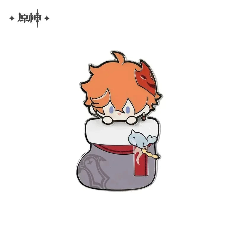 Genshin Impact House of the Hearth Winter Series Metal Badge Tartaglia ACG Go Anime www.acg-go.com Arlecchino, Badge, Freminet, Lynette, Lyney, Tartaglia