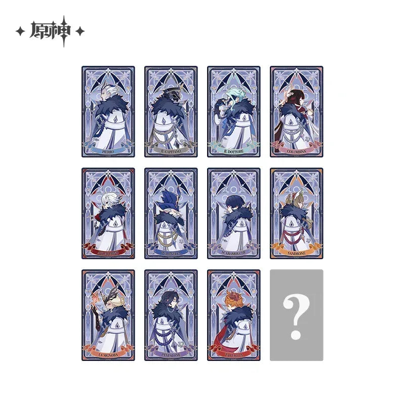 Genshin Impact Fatui Harbingers Series Frost and Flame Series Refraction Card Mystery Box All Set (12 pcs) ACG Go Anime www.acg-go.com Art Decor, Genshin Impact, Mystery Box