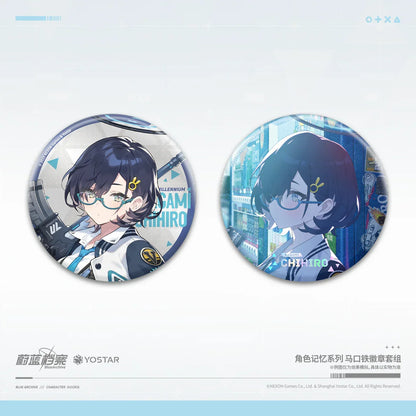 Blue Archive Character Memory Series Tinplate Badge Set Kagami Chihiro ACG Go Anime www.acg-go.com Badge, Blue Archive, Kagami Chihiro, Konuri Maki, Omagari Hare, Otose Kotama, Renkawa Cherino, Shashiro Tomoe