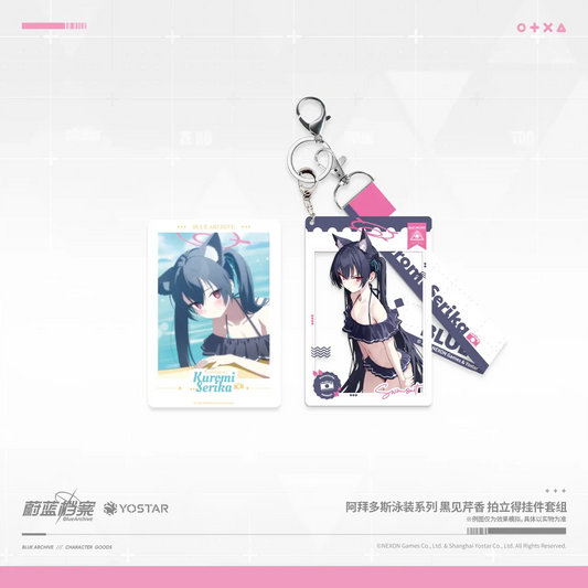 Blue Archive Abydos Swimsuit Series Polaroid & Keychain Set Kuromi Serika ACG Go Anime www.acg-go.com Acrylic, Blue Archive, Kuromi Serika, Pendant & Keychain, Polaroid