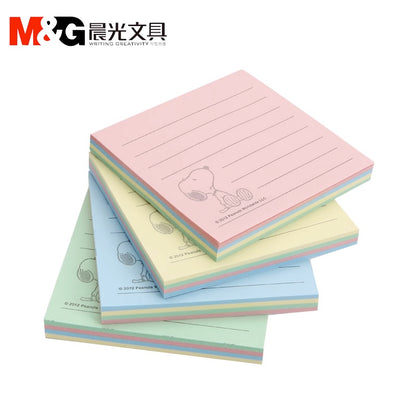 M&G Snoopy&Woodstock Lined Sticky Notes 3X3inch 80 sheets/pad